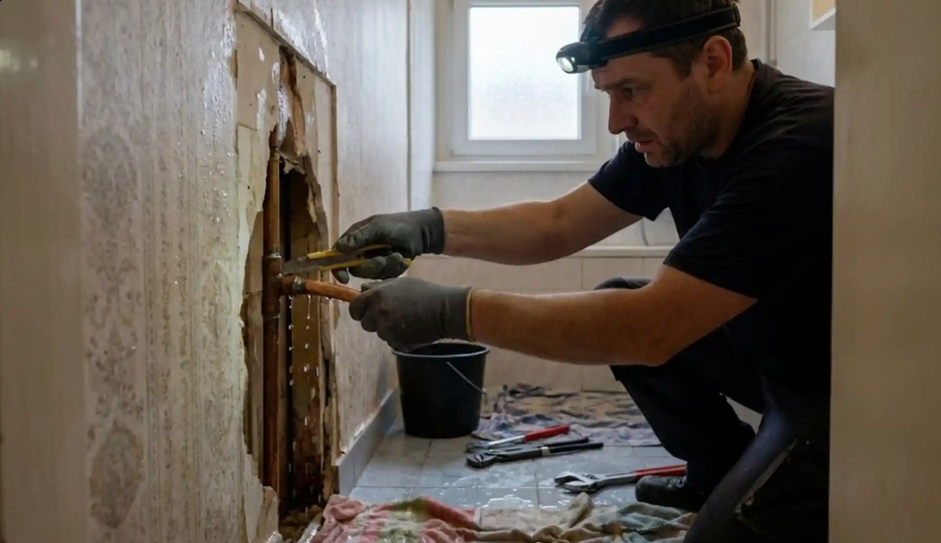 Rohrbruch in der Wand in Mauerbach &ndash; Klempner Notdienst Mauerbach &ouml;ffnet Wand f&uuml;r Sofortreparatur bei Wasserschaden
